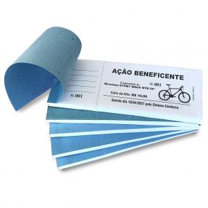 Bloco de Rifa para Ação 20x6cm   19,5x6cm 1x0 Sulfite 75g Sem verniz 1 via Grampo e Serrilha - Bloco com 100 folhas   