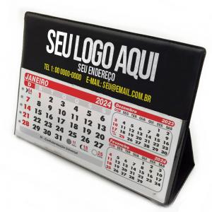 Calendário (De mesa com Wire-o) Couchê 150g 15x12,5cm 4x4 (Frente e verso colorida) Sem verniz Duplo Anel - Wire-o 12 Páginas  