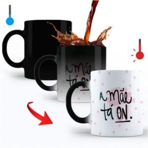 Canecas Mágica Personalizadas  325ml 4x0 (frente colorido, Interior branco) Porcelana Branca Sublimação Total  Sem acabamento 