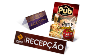 Display (De mesa PVC)   10x15cm 4x0 PVC Expandido 3mm Adesivo Vinil Brilho Corte Reto   