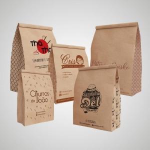 Sacos para Delivery Personalizados   18x30x10cm 1x0 (Impressão escala cinza e verso sem impressão) Papel Kraft 90g Sem Verniz Saco Kraft P - 5kg   