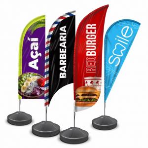 Wind Banner  2,70 x 0,60cm 4x4 (Frente e Verso Colorida) Backlight Promo 110g - Resinado 100% poliéster – Fosco Base de Cimento, Espeto + Costura  